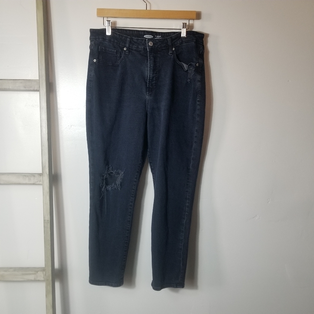 OLD NAVY WOMEN'S HIGH RISE OG STRAIGHT DISTRESSED JEANS SIZE 12